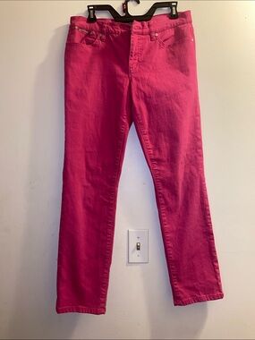Lauren Jeans Co. Ralph Lauren Hot Pink Modern Straight Ankle Jeans Sz 8
